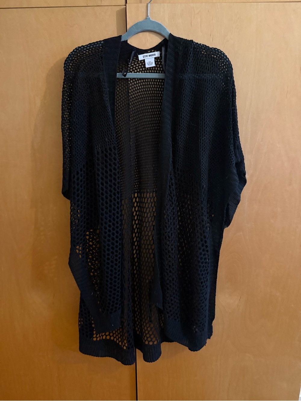 Steve Madden Black Open-Weave Cardigan Kimono